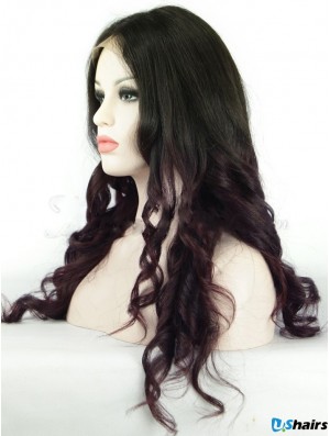 Long Wavy Without Bangs Full Lace 20 inch Flexibility Black Women Wigs