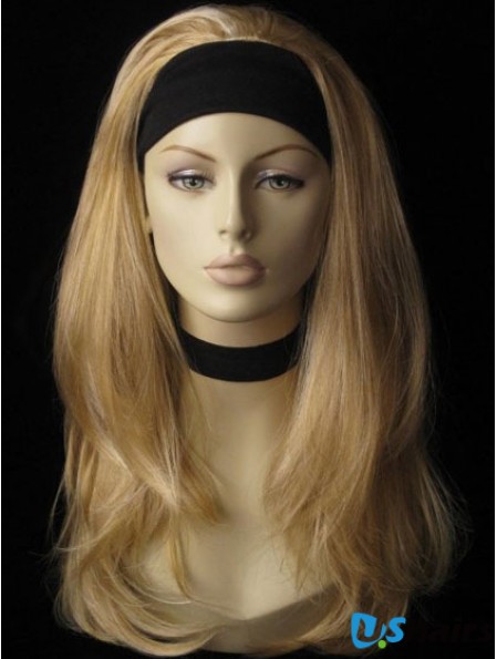 Long Straight Blonde Affordable Synthetic Half Wigs