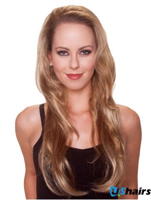 Long Straight Blonde Stylish Synthetic Half Wigs