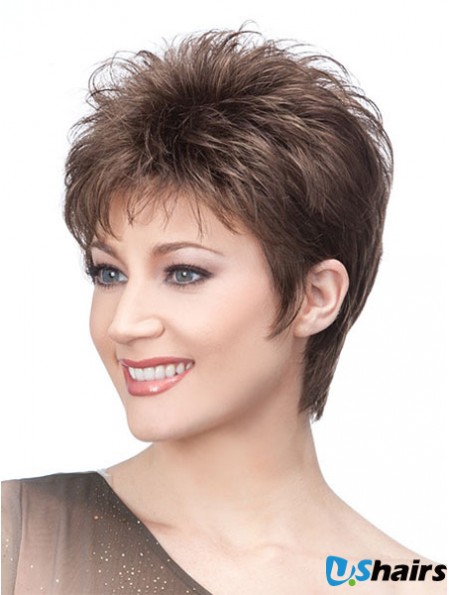 Brown Cropped Straight Boycuts Capless Wig Sales Online