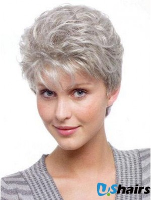 Grey Synthetic  Wigs For Elderly Lady UK