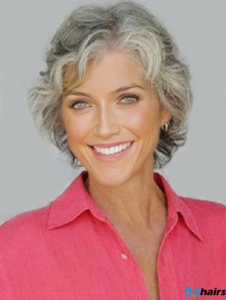 Synthetic Grey Styled Wigs With Capless Grey Cut Short Length