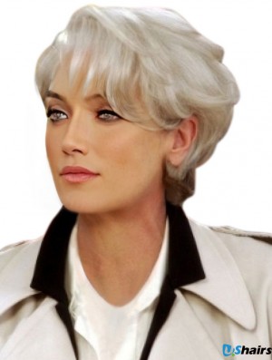 Wigs Cheap With Capless Wavy Style Grey Cut