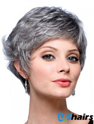 Wavy Capless 8 inch Designed Short Grey Wigs