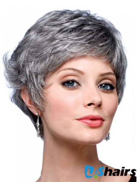 Wavy Capless 8 inch Designed Short Grey Wigs