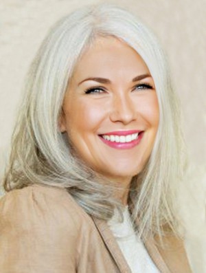 Straight Capless 16 inch Designed Shoulder Length Grey Wigs