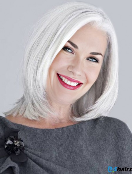 Straight Lace Front 14 inch Top Chin Length Grey Wigs