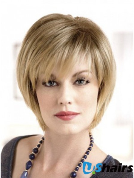 Lace Front Straight Layered Short 8 inch Top Human Hair Wigs