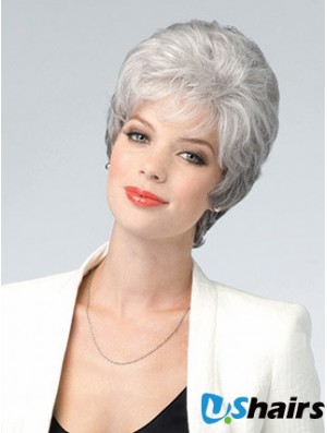 Lace Front Wig Grey Cut Wavy Style Short Length With Remy