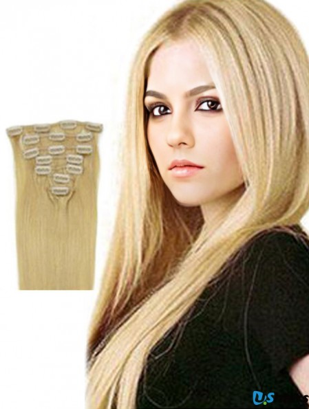 Fabulous Blonde Straight Remy Human Hair Clip In Hair Extensions