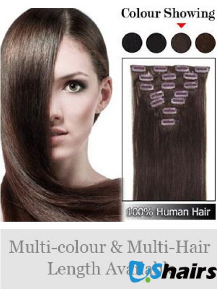 Designed Auburn Straight Remy Human Hair Clip In Hair Extensions