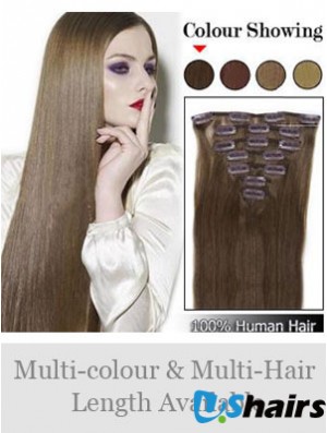 Best Brown Straight Remy Human Hair Clip In Hair Extensions