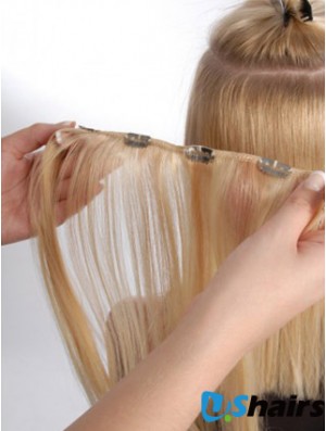 Hair Extension Clips Remy Straight Style Blonde Color