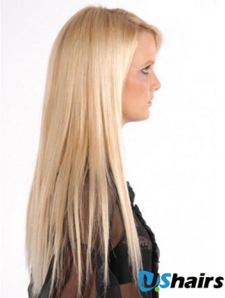 Popular Blonde Straight Remy Human Hair Clip In Hair Extensions