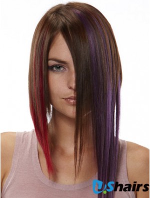 Modern Red Straight Remy Human Hair Clip In Hair Extensions