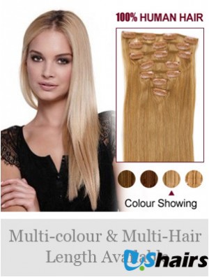 Top Blonde Straight Remy Human Hair Clip In Hair Extensions