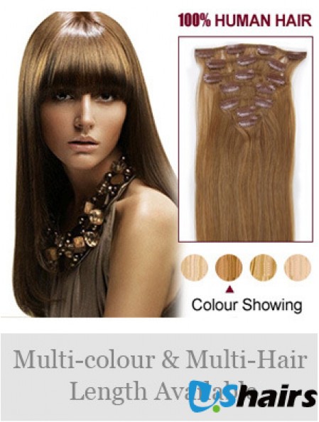 Hairstyles Brown Straight Remy Human Hair Clip In Hair Extensions