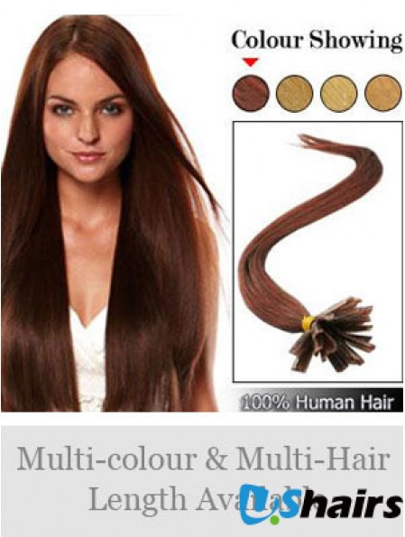 Auburn Straight Hairstyles Nail/U Tip Hair Extensions