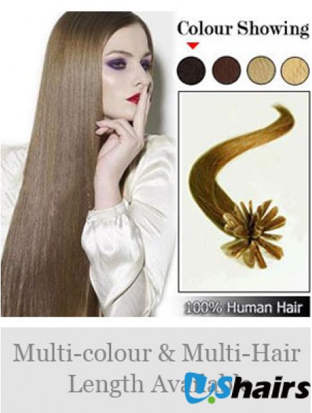 Brown Straight Modern Nail/U Tip Hair Extensions