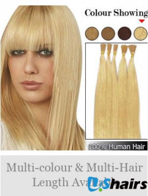 Blonde Straight Stick/I Tip Hair Extensions