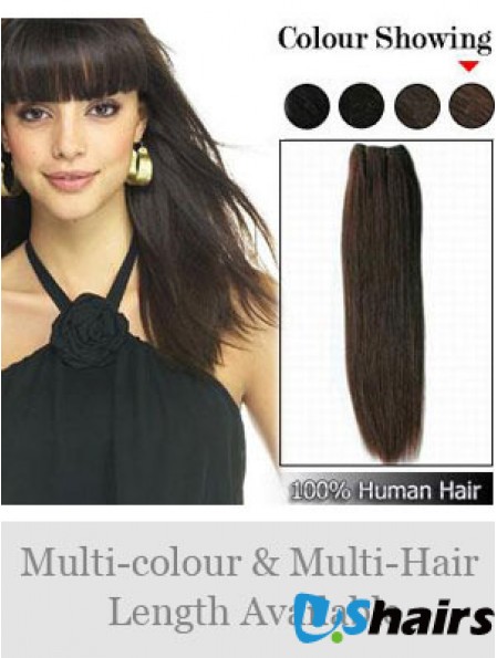 Straight Remy Human Hair Brown Durable Weft Extensions