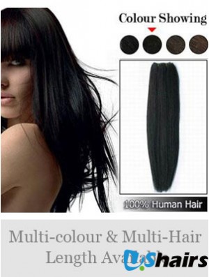 Straight Remy Human Hair Black Comfortable Weft Extensions