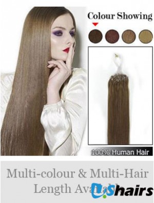 Fabulous Brown Straight Micro Loop Ring Hair Extensions