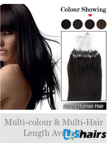 Beautiful Black Straight Micro Loop Ring Hair Extensions