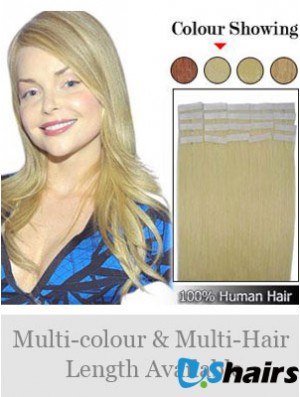 Blonde Straight Fashionable Remy Human Hair Tape In Hair Extensions