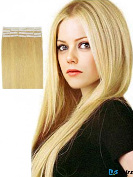 Blonde Straight No-Fuss Remy Human Hair Tape In Hair Extensions