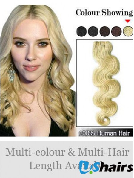 Wavy Remy Human Hair Blonde Fashionable Weft Extensions