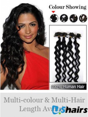 Black Curly New Nail/U Tip Hair Extensions