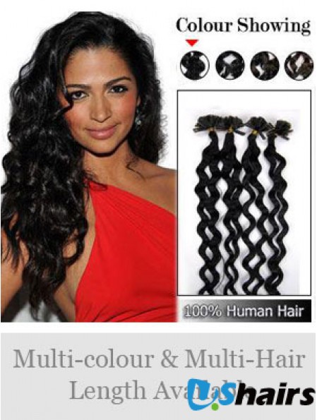 Black Curly New Nail/U Tip Hair Extensions