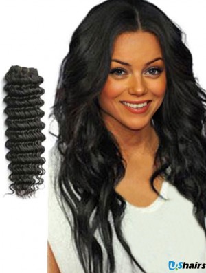 Wavy Remy Human Hair Black Flexibility Weft Extensions