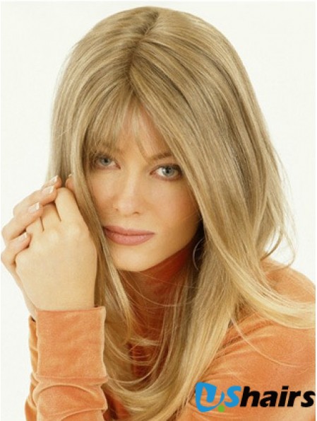 Wig Falls Long Length Straight Style Blonde Color