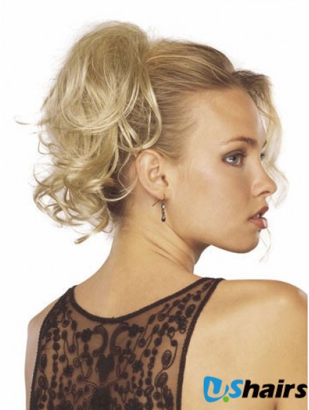 Cheap Clip In Hairpieces Blonde Wavy Style